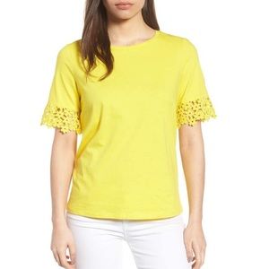New Draper James Yellow Palmetto Lace Tee